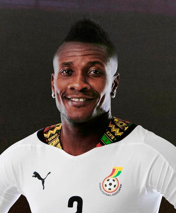Asamoah Gyan, Ghana (portrait via Wikimedia Commons)