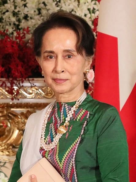 Aung San Suu Kyi, Myanmar (portrait via Wikimedia Commons)