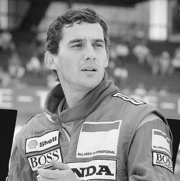 Ayrton Senna, Brazil (portrait via Wikimedia Commons)