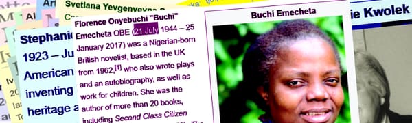 Buchi Emecheta, Nigeria (portrait via Wikimedia Commons)