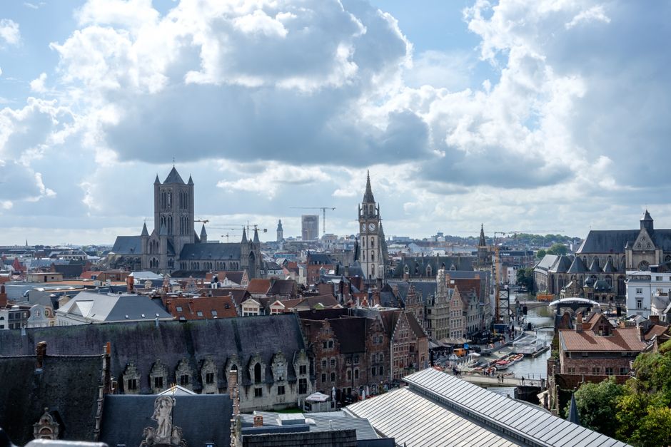 Climb the Belfry for the line of the three towers, Ghent, Belgium