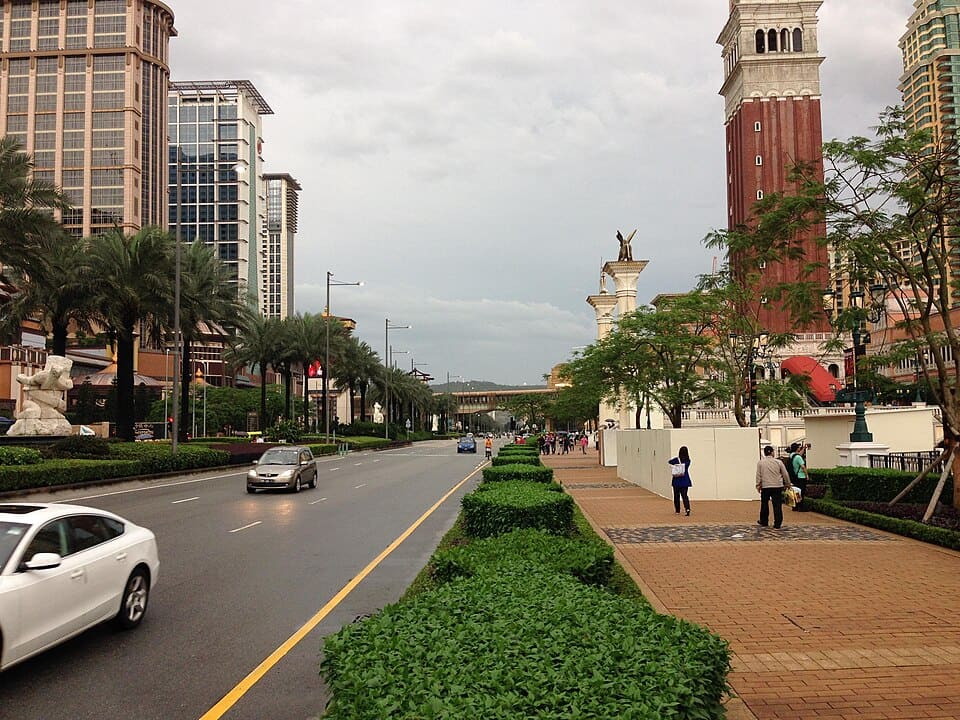 The Cotai Strip with the Venetian's campanile, Macau