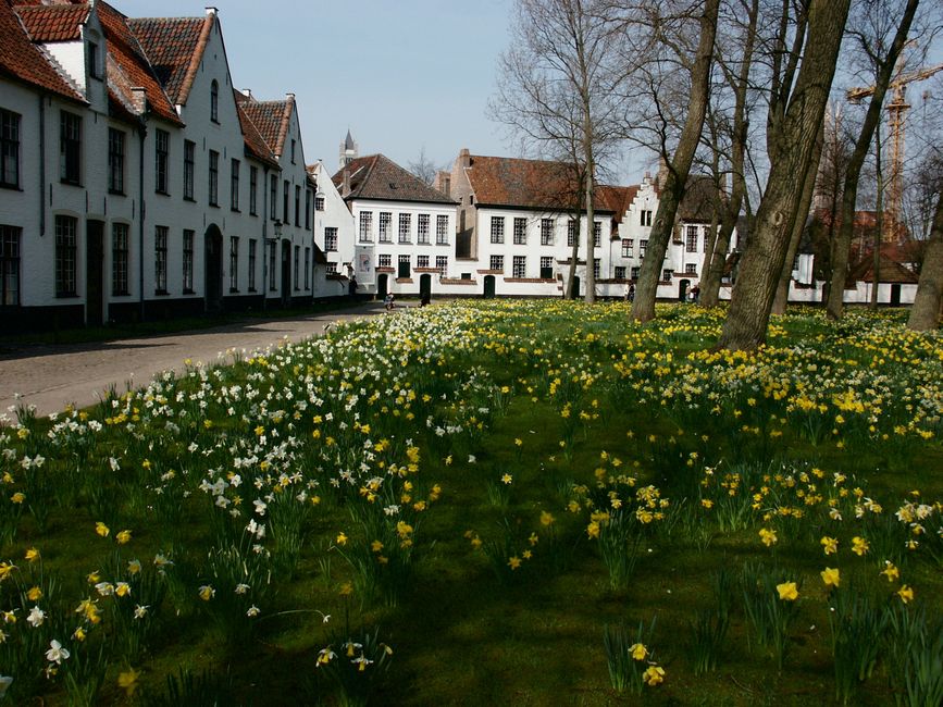 Cross the Begijnhof to the Minnewater, Bruges, Belgium