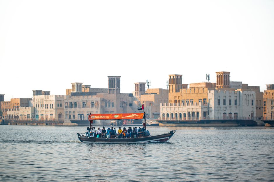 Cross the Creek by abra into old Dubai, Dubai, United Arab Emirates