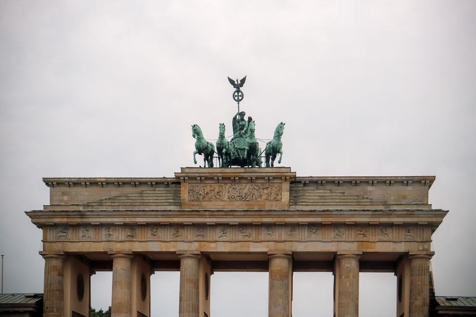 Cross under the Brandenburg Gate, Berlin, Germany