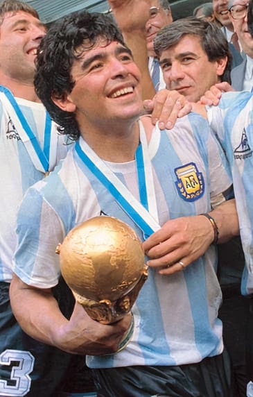 Diego Maradona, Argentina (portrait via Wikimedia Commons)