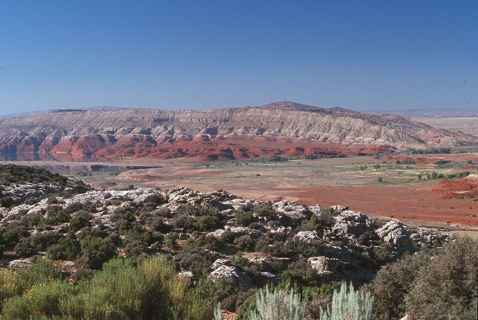 Sagebrush and banded hills in the Great Basin Desert, Nevada