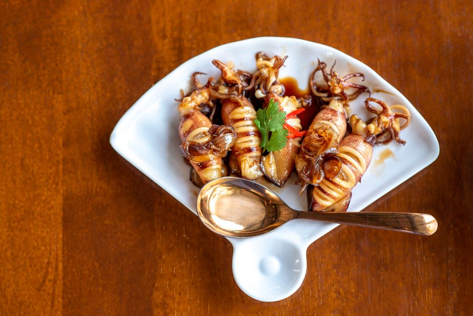 Grilled squid, Taiwan dish (Wimup)