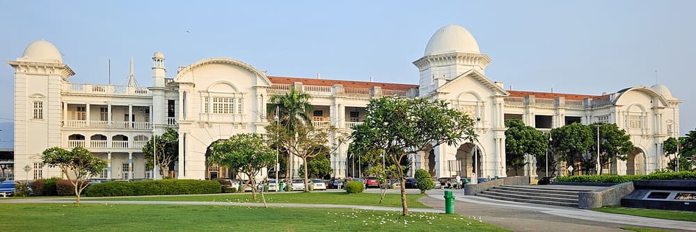 The white domes and arcades of Ipoh Railway Station, Malaysia