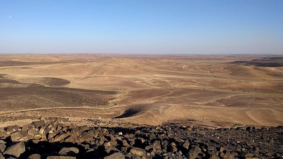 The basalt edge of the Black Desert near Azraq, eastern Jordan