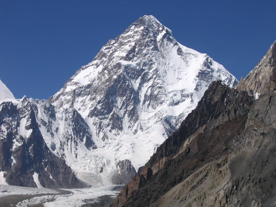 The pyramid of K2 above the Baltoro glacier, Karakoram, Pakistan