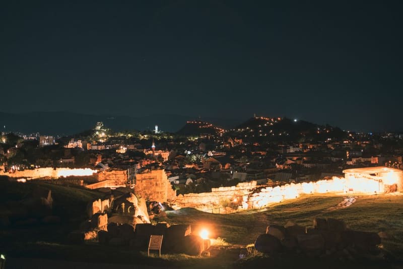 Look down into the ancient stadium, Plovdiv, Bulgaria