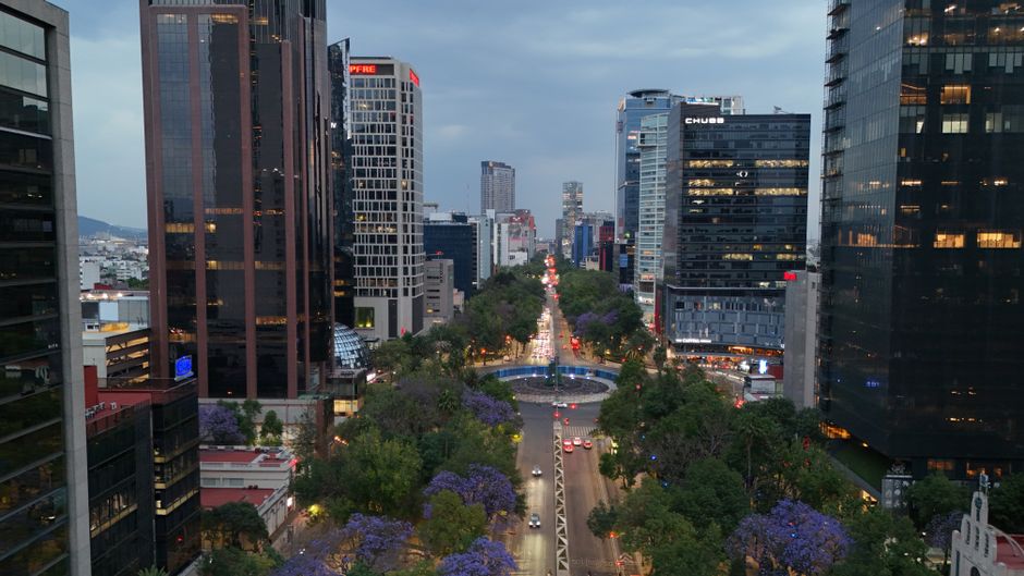 Look down the length of Reforma from Chapultepec Castle, Mexico City, Mexico