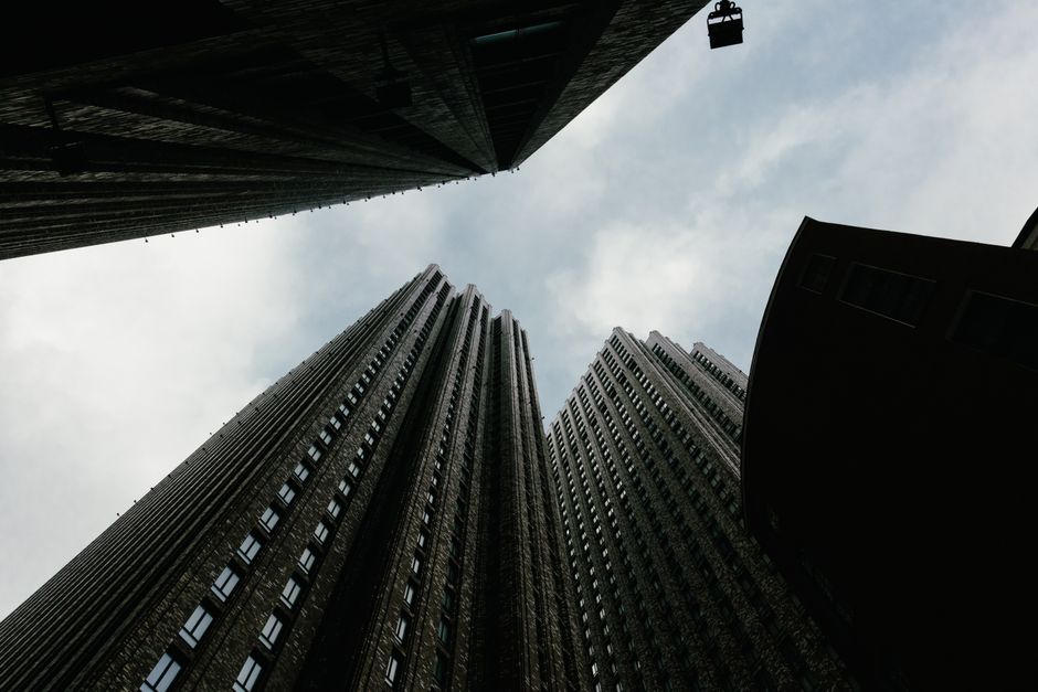Look up at the Boekentoren, Ghent, Belgium