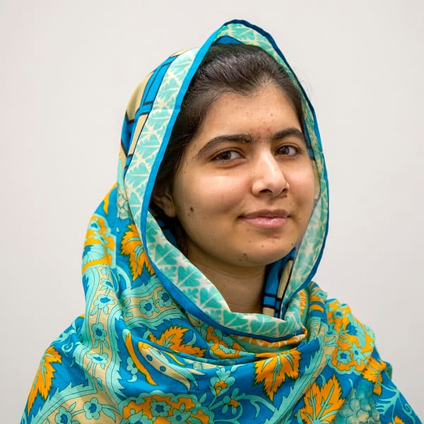 Malala Yousafzai, Pakistan (portrait via Wikimedia Commons)