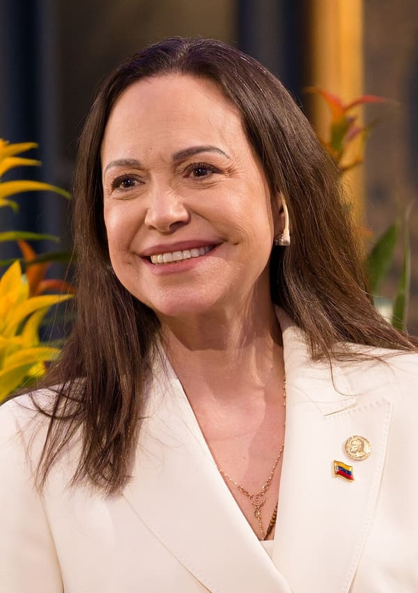 María Corina Machado, Venezuela (portrait via Wikimedia Commons)