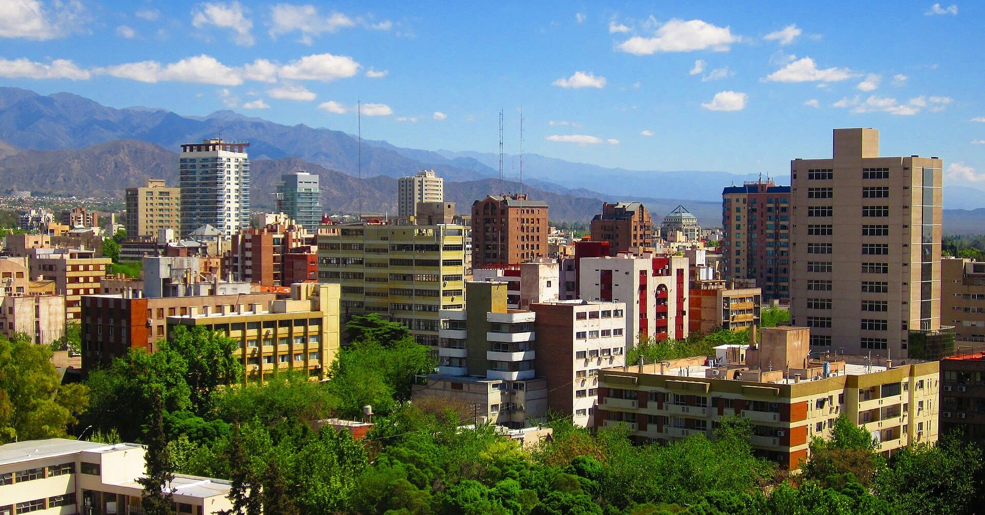 Mendoza's skyline under the Andes foothills, Argentina