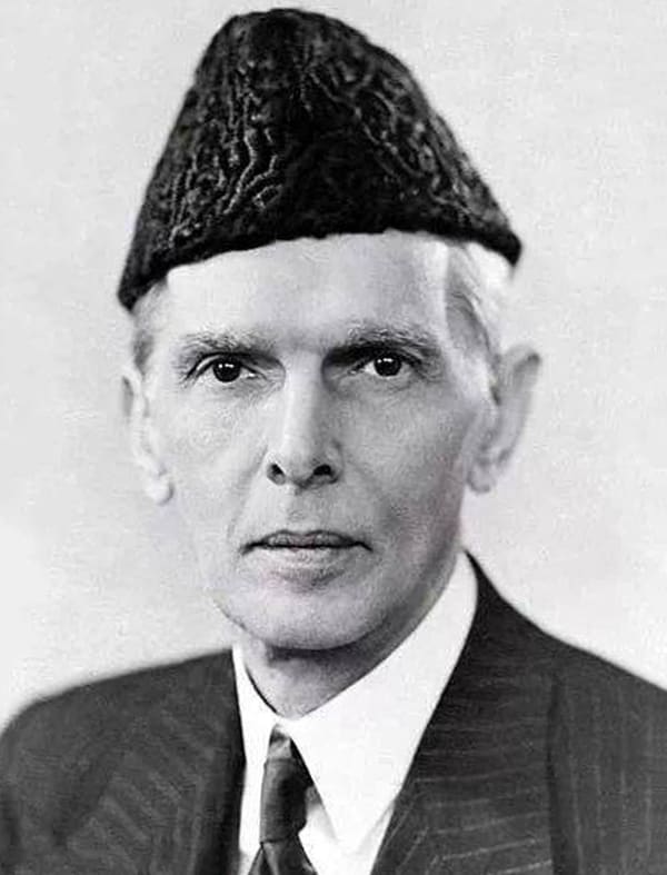 Muhammad Ali Jinnah, Pakistan (portrait via Wikimedia Commons)