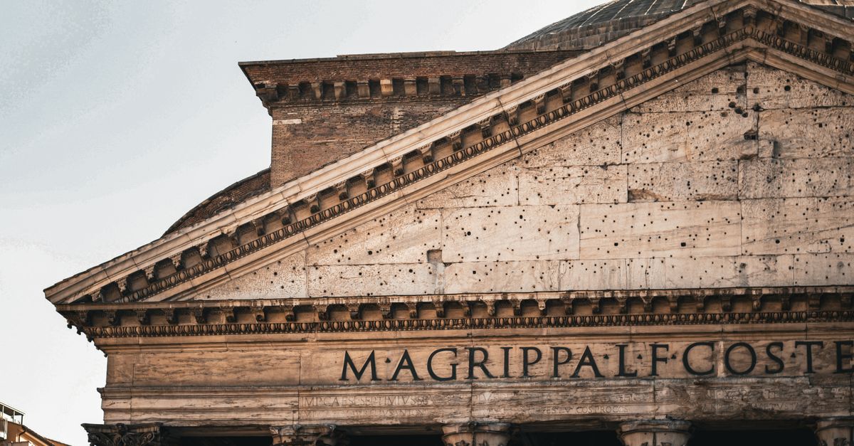 Look up inside the Pantheon, Rome, Italy