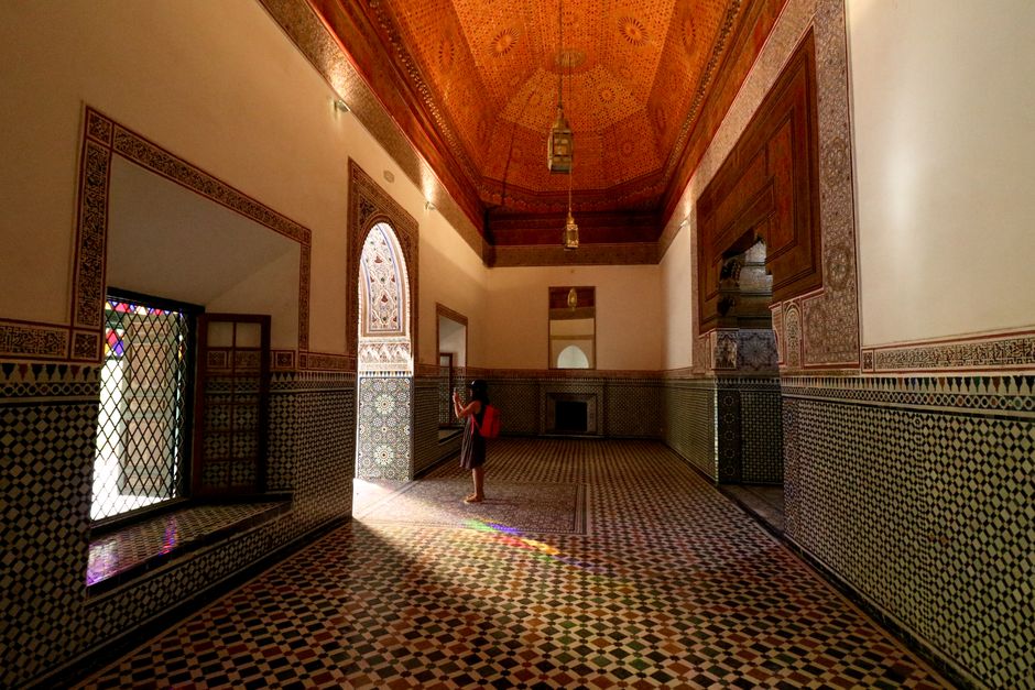 Read the ceilings at the Bahia Palace, Marrakech, Morocco