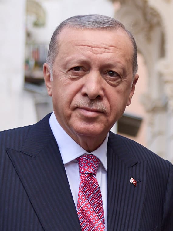 Recep Tayyip Erdoğan, Turkey (portrait via Wikimedia Commons)