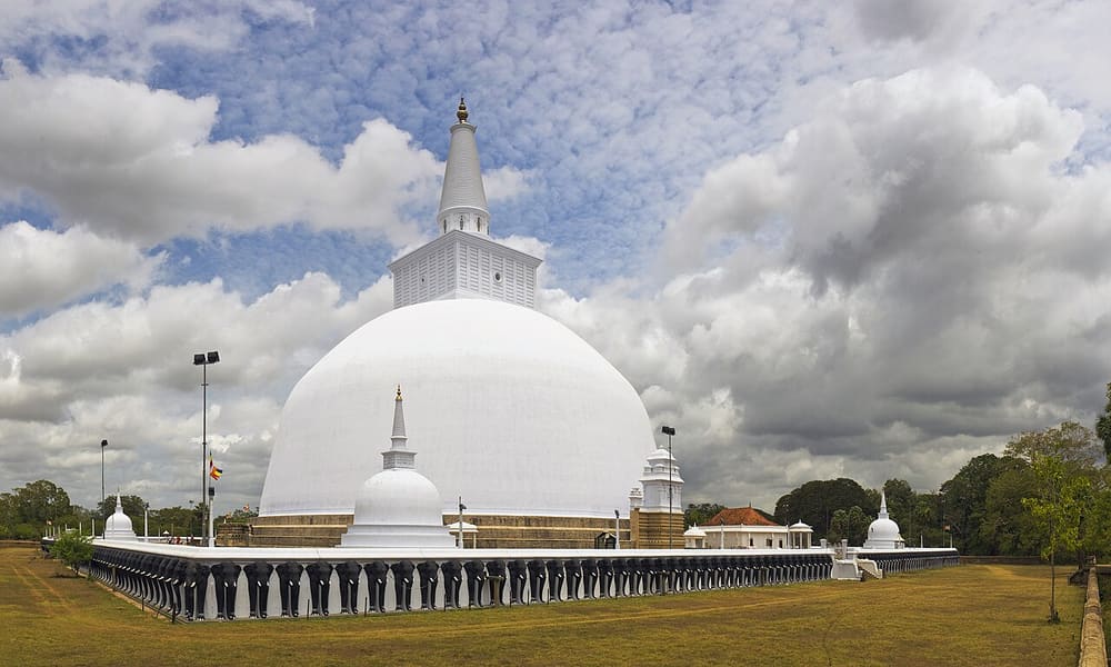 The white dome of the Ruwanwelisaya stupa, Anuradhapura, Sri Lanka