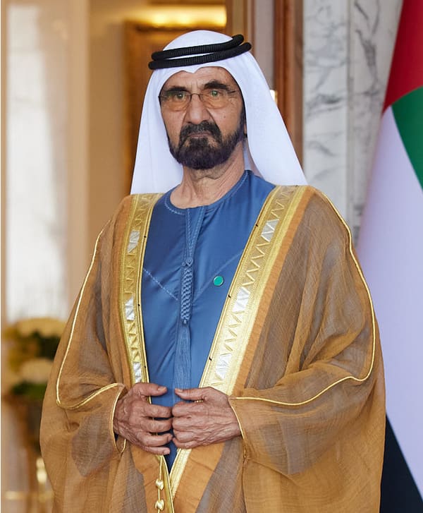 Sheikh Mohammed bin Rashid Al Maktoum, United Arab Emirates (portrait via Wikimedia Commons)