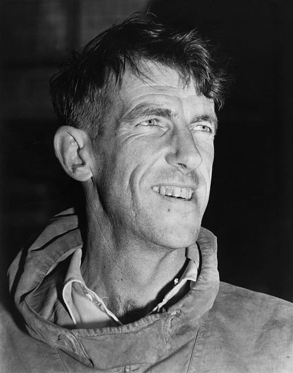 Sir Edmund Hillary, New Zealand (portrait via Wikimedia Commons)
