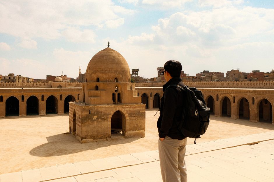 Sit in the courtyard of Ibn Tulun, Cairo, Egypt