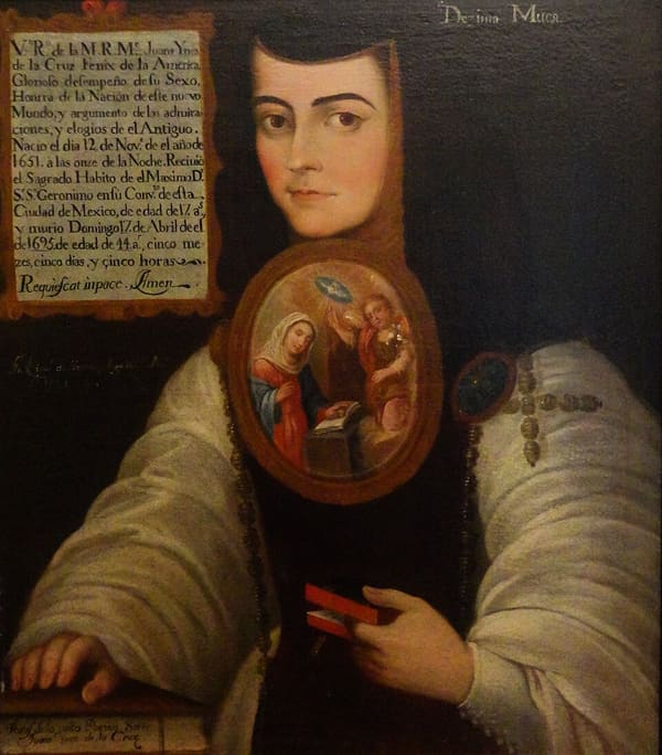 Sor Juana Inés de la Cruz, Mexico (portrait via Wikimedia Commons)