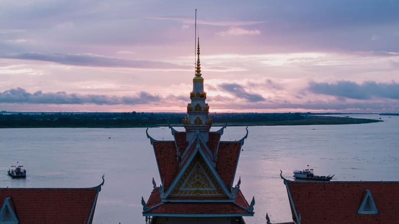 Sunset on Sisowath Quay, Phnom Penh, Cambodia