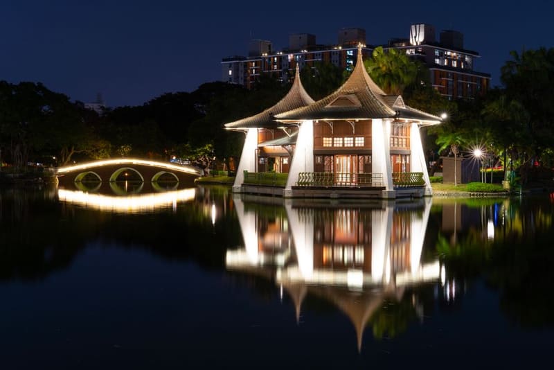 Take a boat out to the Mid-Lake Pavilion, Taichung, Taiwan