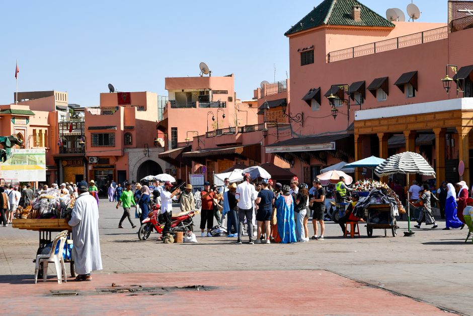 Take Jemaa el-Fna from the square, then from a rooftop, Marrakech, Morocco