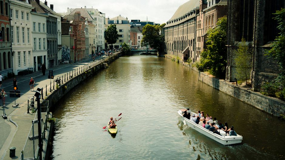 Take the boat along the Leie, Ghent, Belgium
