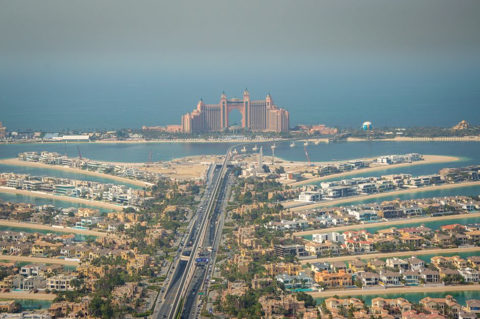 Take the measure of Palm Jumeirah from The View, Dubai, United Arab Emirates