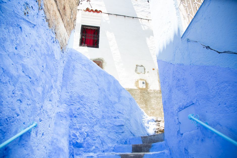 The blue lanes above Bab el-Ain, Chefchaouen, Morocco