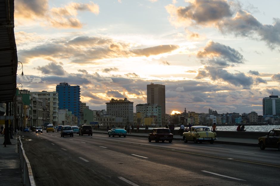The Malecón at sunset, Havana, Cuba