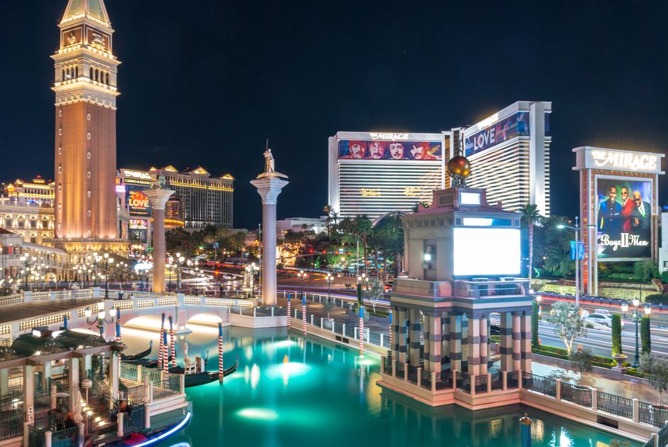 Walk the Strip after dark, Las Vegas, United States
