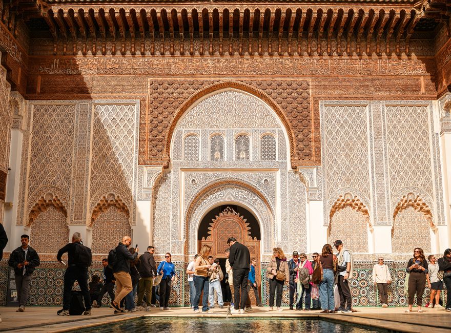 Walk the student cells at the Ben Youssef Madrasa, Marrakech, Morocco