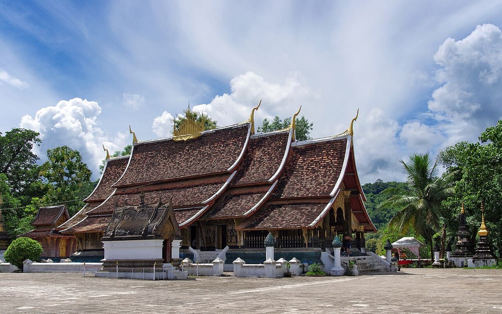 The sweeping tiered roofs of Wat Xieng Thong, Luang Prabang, Laos
